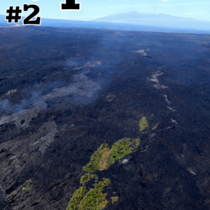 Couverture du numéro 2 de kīpuka, revue de vulgarisation scientifique consacrée aux volcans, montrant des coulées de lave lors d'une éruption à Hawaï.