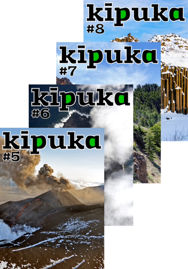 Couvertures des numéros 5 à 8 de kīpuka, parus en 2024.