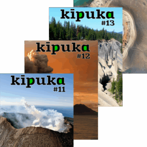 Quatre couvertures de kīpuka, revue de vulgarisation scientifique consacrée aux volcans.