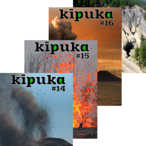 Quatre couvertures de kīpuka, revue de vulgarisation scientifique consacrée aux volcans.