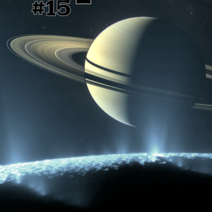 Couverture du numéro 15 de kīpuka : une vue d'artiste d'Encelade et Saturne.